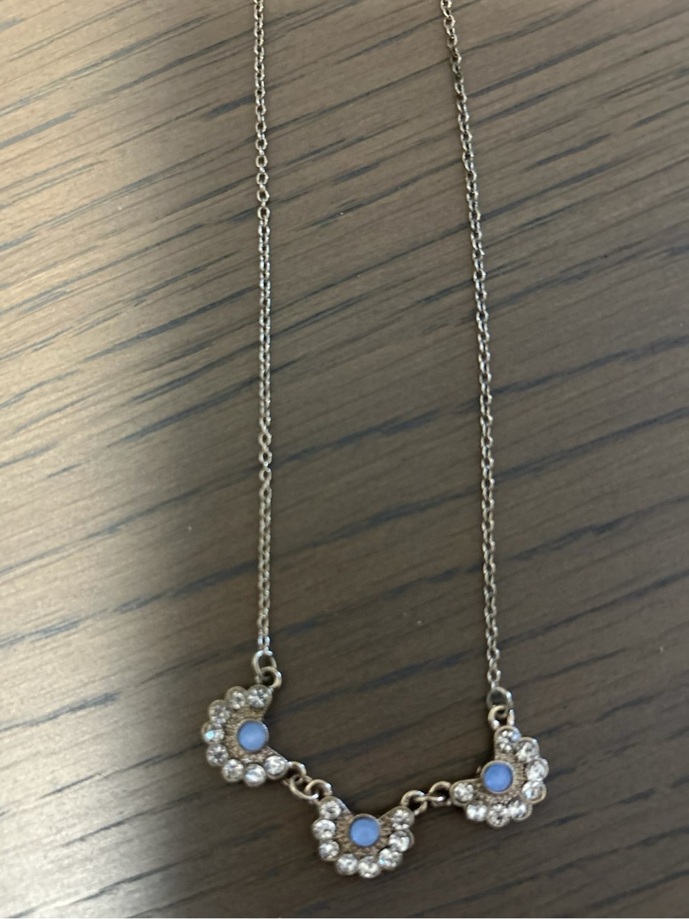 Delicate Silver-tone Necklace with Blue and Crystal Accents